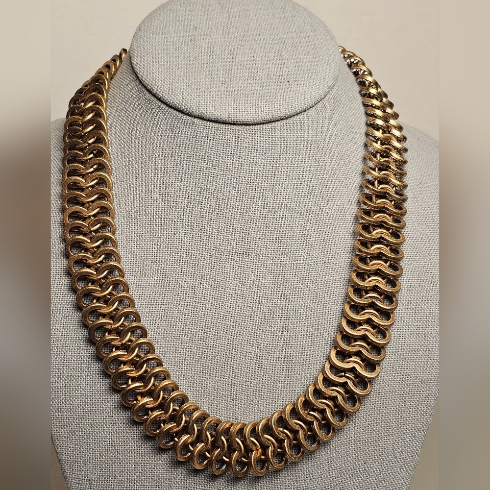 [J. Crew] Vintage Gold Rhinestone Studded Statment Collar Necklace - Picture 2 of 16